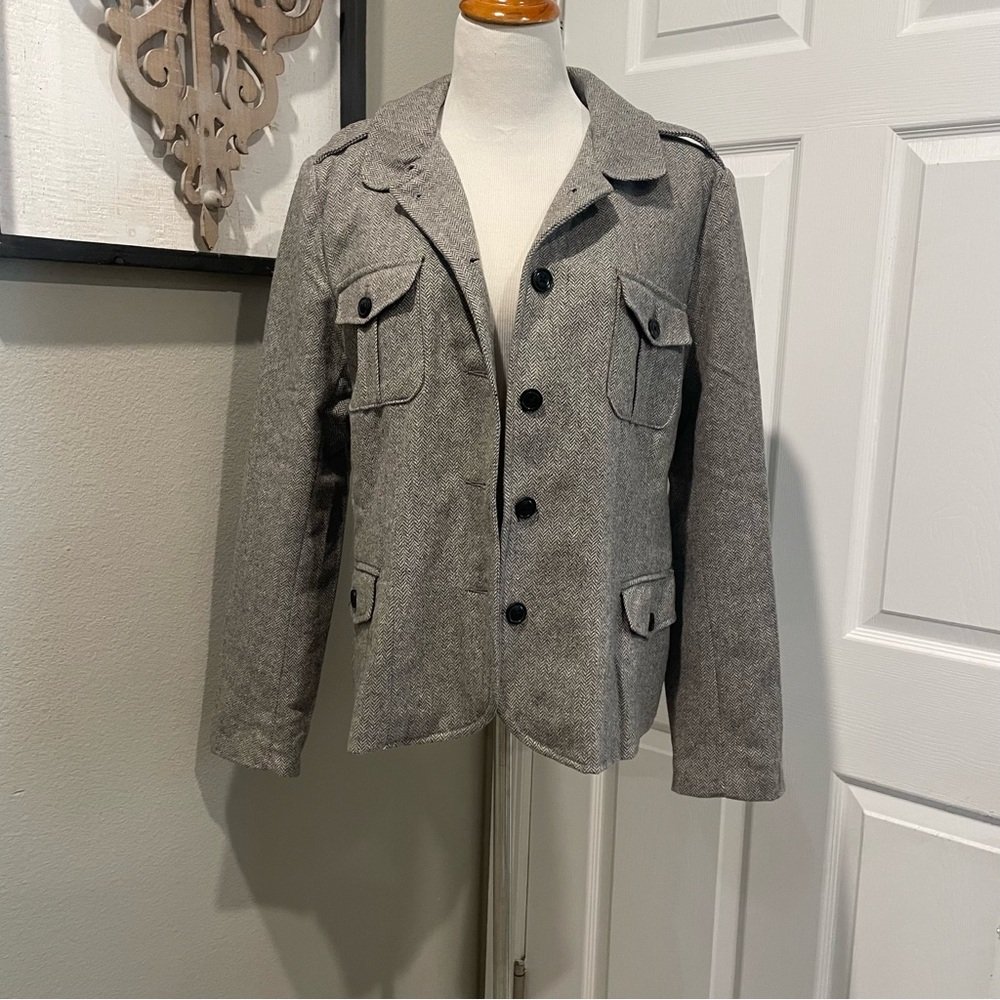 Relativity Gray Herringbone Women’s Blazer Jacket With Pockets Size XL